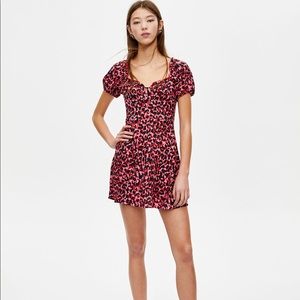 Pull and Bear Mini Dress with Puff Sleeves